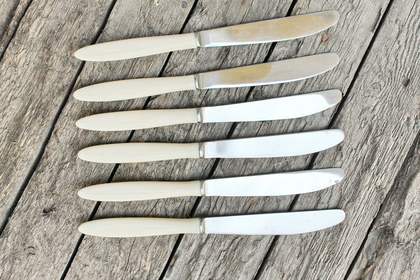 Set of 6 - Soviet Vintage knives Stainless steel USSR era 1970s Soviet cutlery