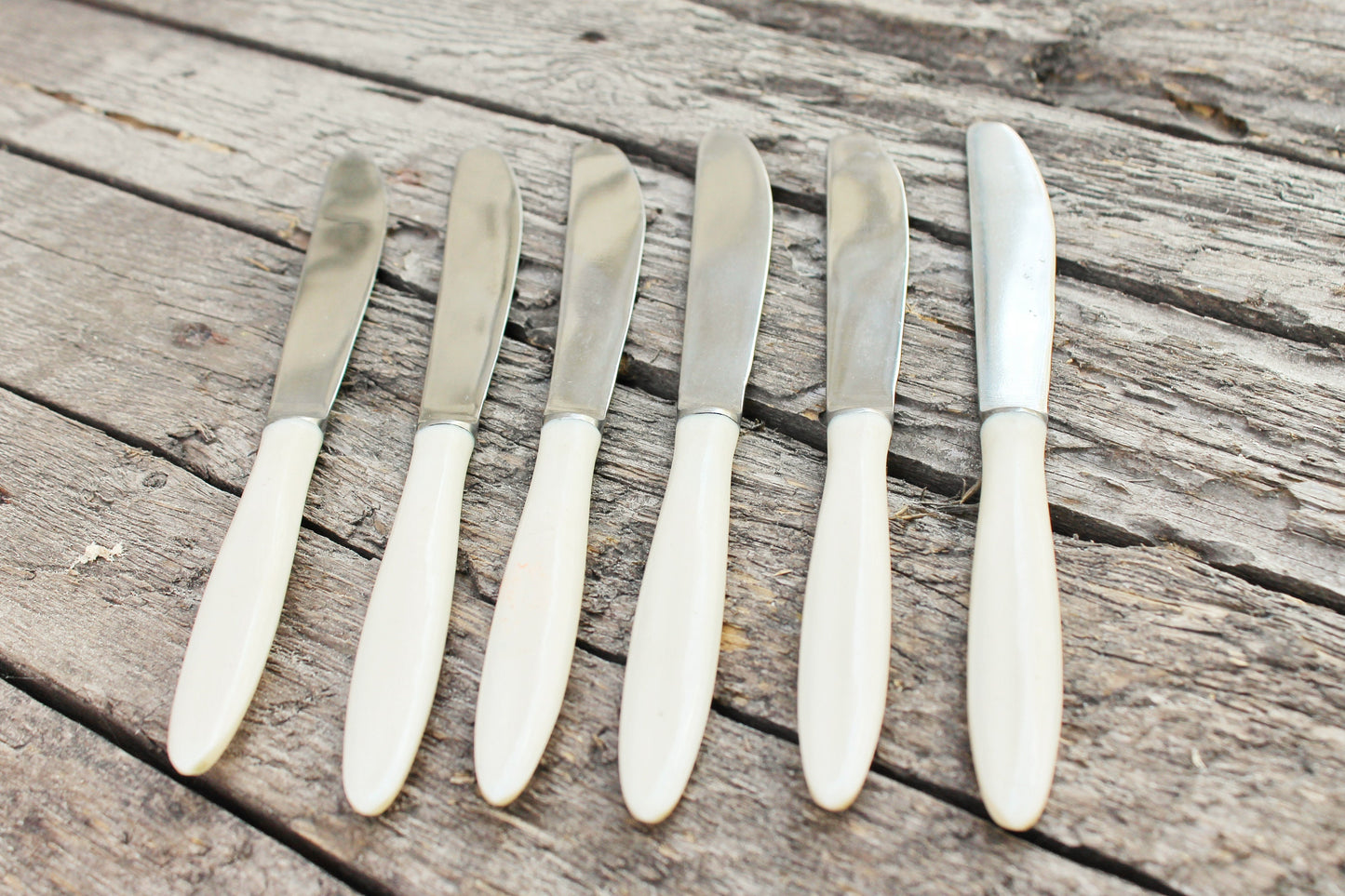 Set of 6 - Soviet Vintage knives Stainless steel USSR era 1970s Soviet cutlery