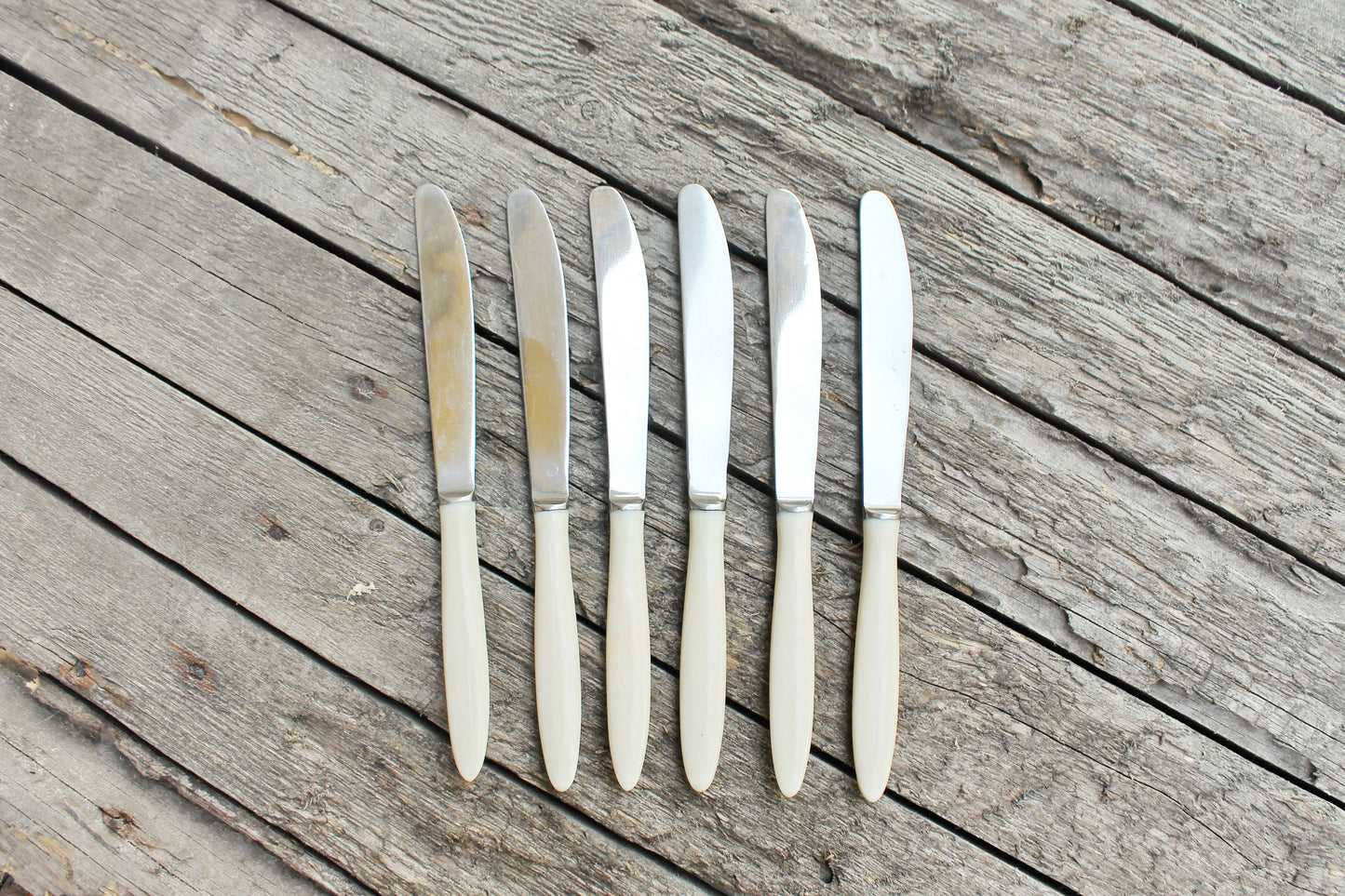 Set of 6 - Soviet Vintage knives Stainless steel USSR era 1970s Soviet cutlery