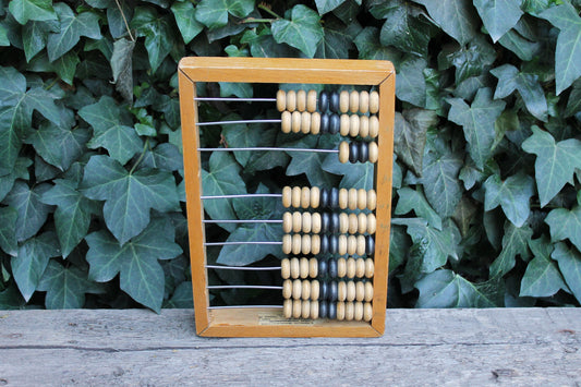 Soviet vintage wooden abacus - big calculator. USSR era 1970's.