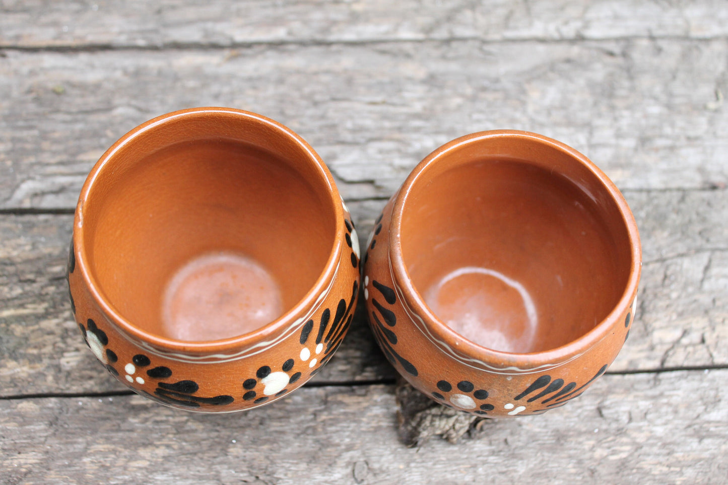 Set of two Old Ceramic Pottery Vintage Clay Pots - Old Brown Pots Ukrainian traditional jar - USSR pottery jugs - handmade pottery jugs