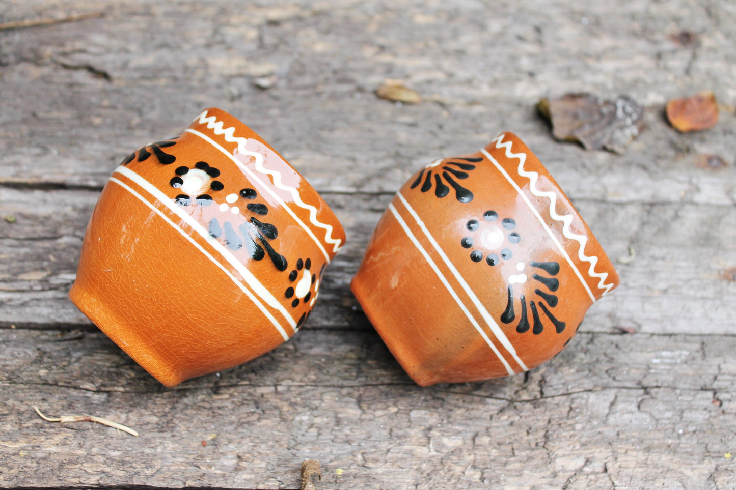 Set of two Old Ceramic Pottery Vintage Clay Pots - Old Brown Pots Ukrainian traditional jar - USSR pottery jugs - handmade pottery jugs