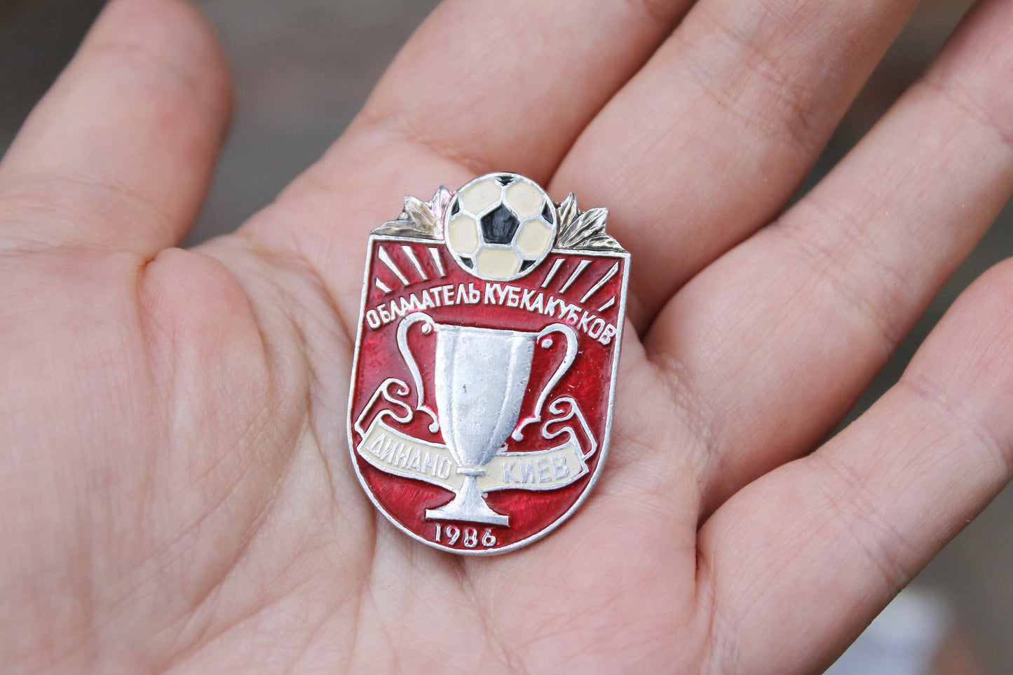 Vintage soviet USSR pin badge football (soccer) Dynamo Kyiv Cup Winner 1986 - USSR pin - vintage soviet badge - 1986