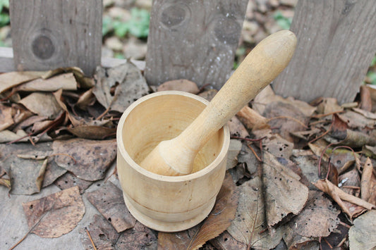 Vintage wooden Mortar & Pestle - Soviet Union - USSR - Ukrainain cookware - 1960s