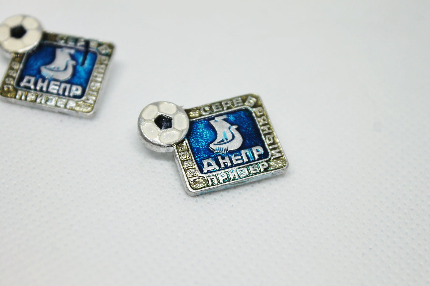 Vintage soviet USSR pin badge Dnipro (Dnepr) soccer (football) team silver prize-winner - USSR pin - vintage soviet badge - 1970