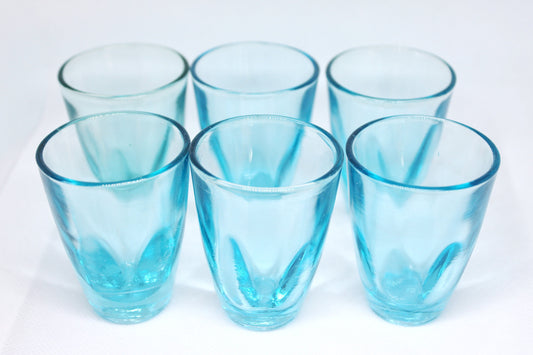 Set of 6 Vintage USSR Glasses, glasswares, housewares, antique, home decor, 1960-s. Blue glass. Soviet Union. Holiday decor