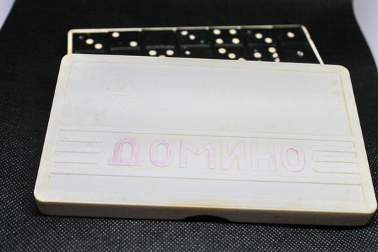 Vintage Dominoes Game - Soviet Souvenir - Old Board Game - Plastic Dominoes for Street Game - USSR Vintage Gift - 1970s