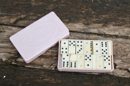 Vintage Dominoes Game - Small road dominoes - Soviet Souvenir - Old Board Game - Plastic Dominoes for Street Game - 1970s