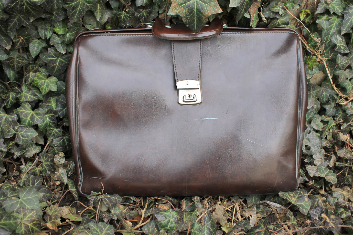 Vintage Soviet busines Bag - Suitcase - Classic Male Original Leather bag USSR - 1970s