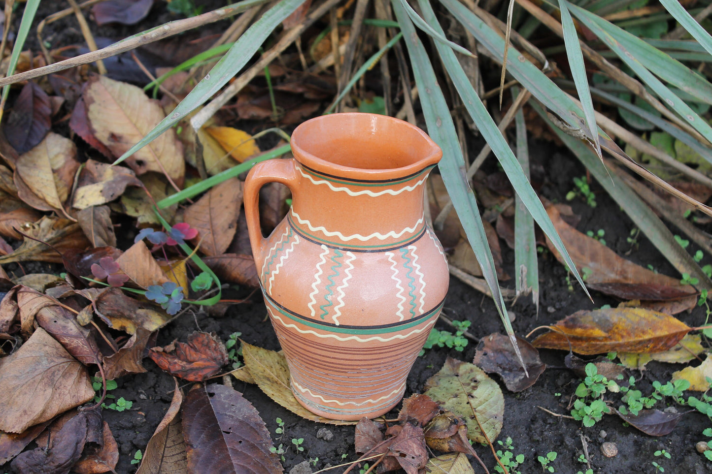 Clay jug - Vintage big Ceramic Pottery Clay Pot - 7 inches- Old Brown Pots Ukrainian traditional jug - handmade pottery jug - 1960s