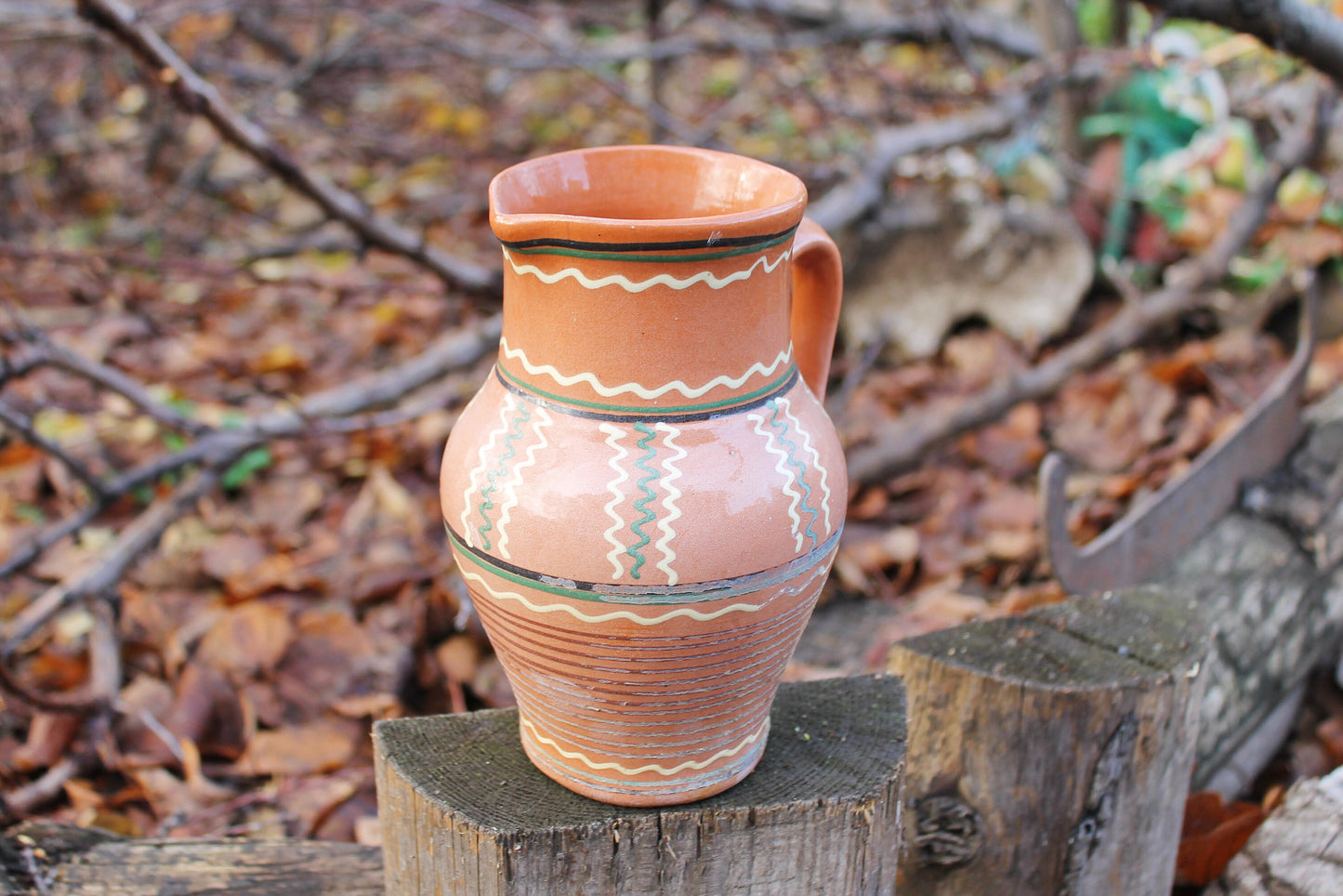 Clay jug - Vintage big Ceramic Pottery Clay Pot - 7 inches- Old Brown Pots Ukrainian traditional jug - handmade pottery jug - 1960s