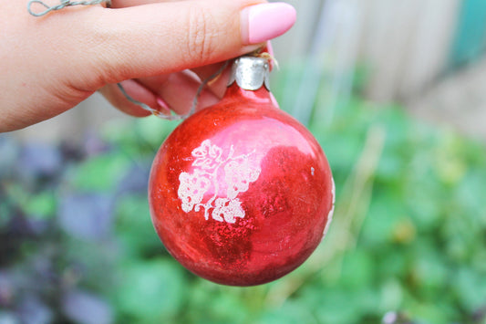 Christmas tree ball ornament 2.4 inches - Soviet vintage - Christmas - New Year Glass Ornament, Made in USSR - 1970s