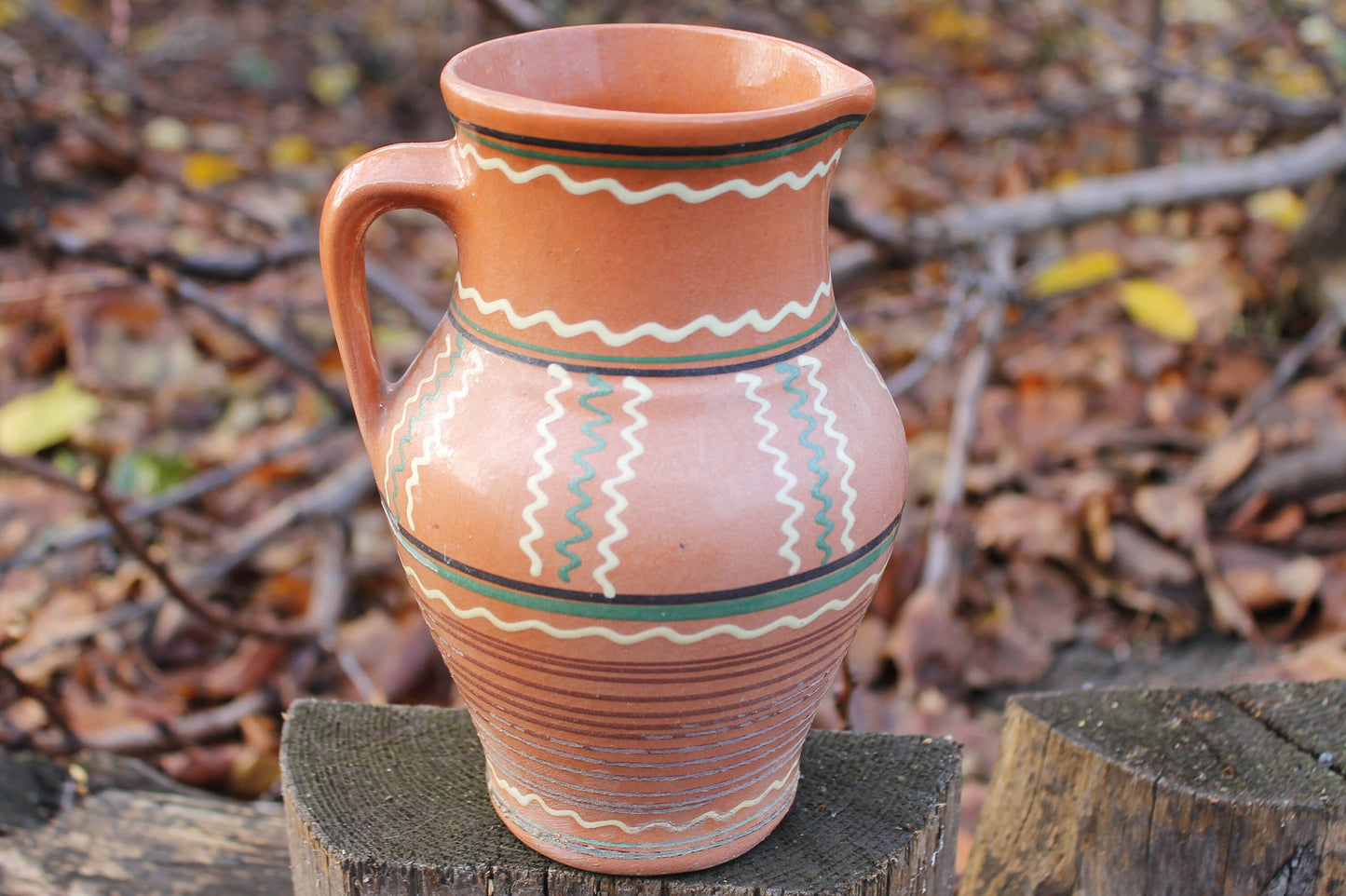 Clay jug - Vintage big Ceramic Pottery Clay Pot - 7 inches- Old Brown Pots Ukrainian traditional jug - handmade pottery jug - 1960s