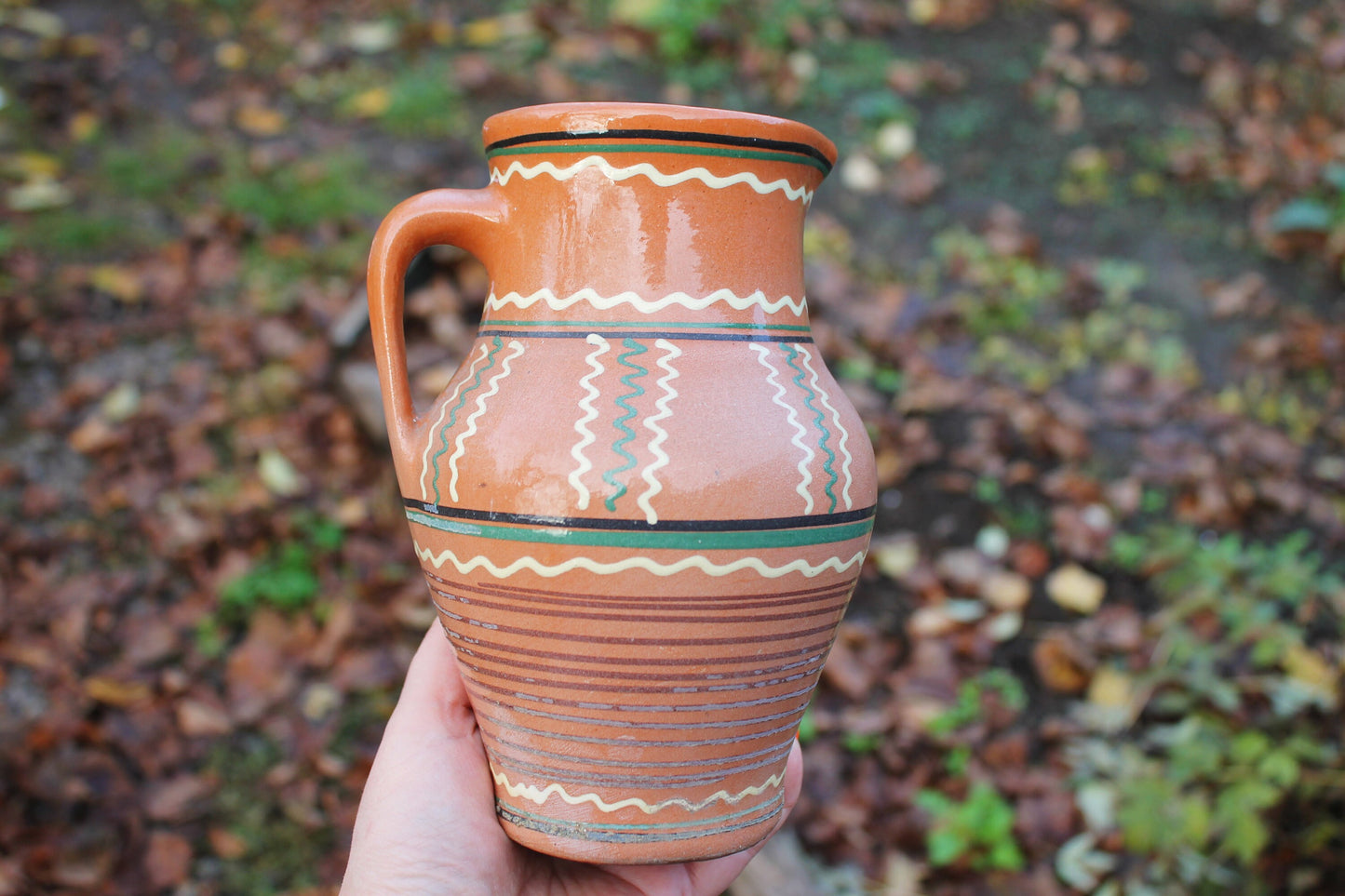 Clay jug - Vintage big Ceramic Pottery Clay Pot - 7 inches- Old Brown Pots Ukrainian traditional jug - handmade pottery jug - 1960s