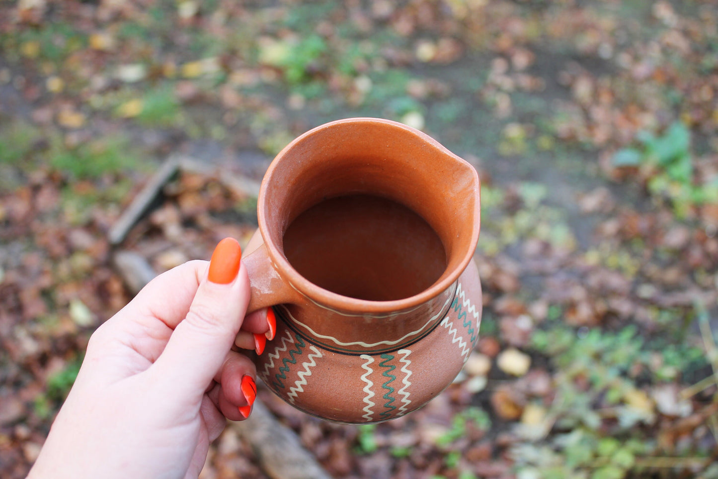 Clay jug - Vintage big Ceramic Pottery Clay Pot - 7 inches- Old Brown Pots Ukrainian traditional jug - handmade pottery jug - 1960s