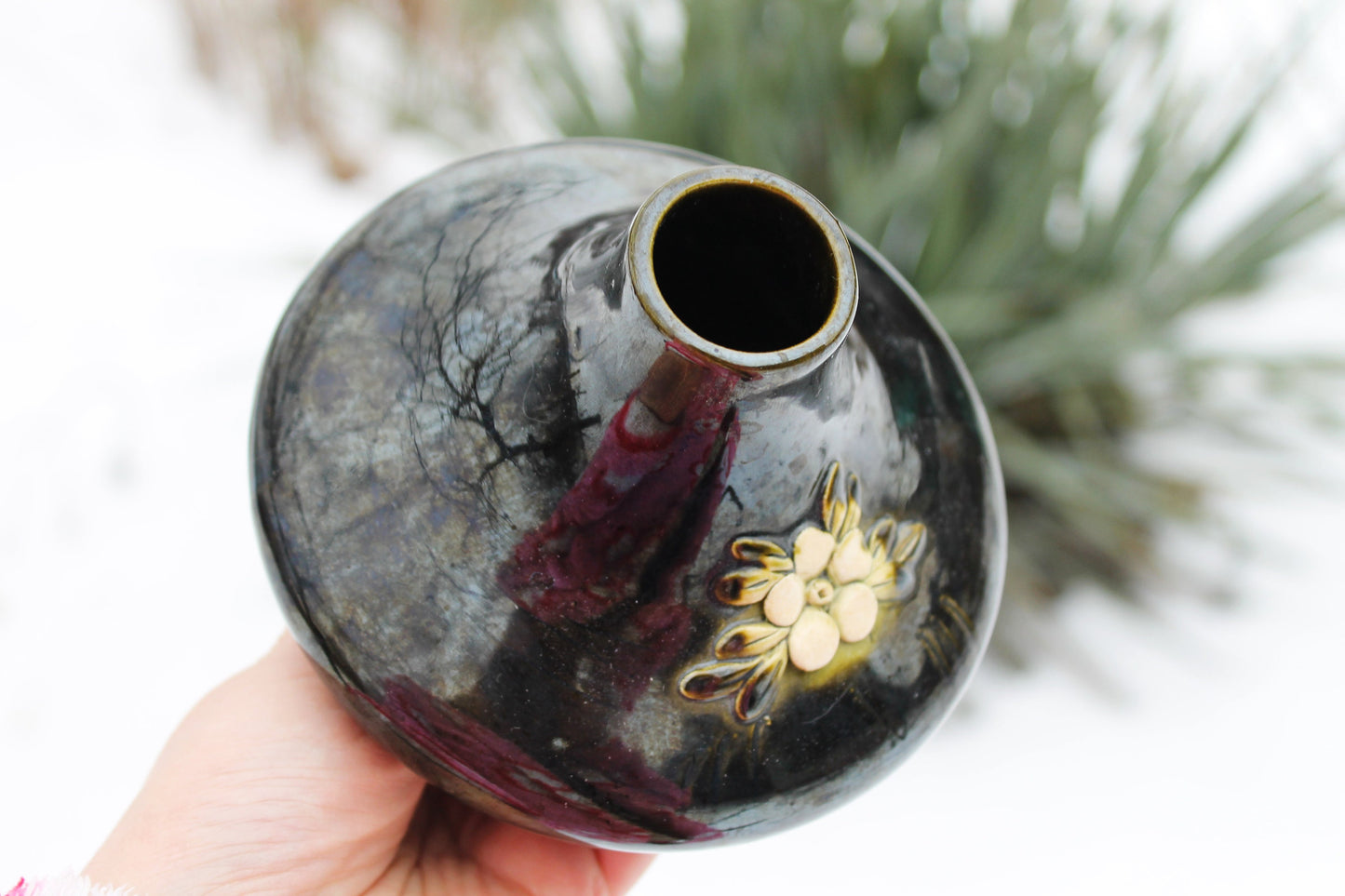 Vintage Brown small Ceramic Vase - from 1990s