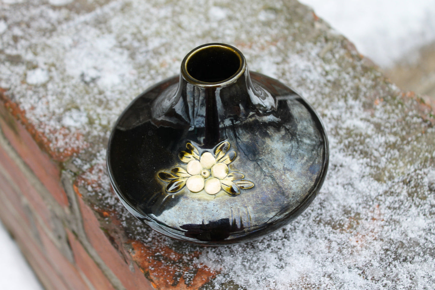 Vintage Brown small Ceramic Vase - from 1990s