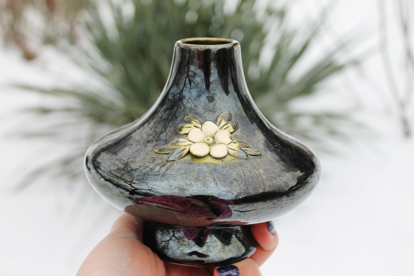 Vintage Brown small Ceramic Vase - from 1990s