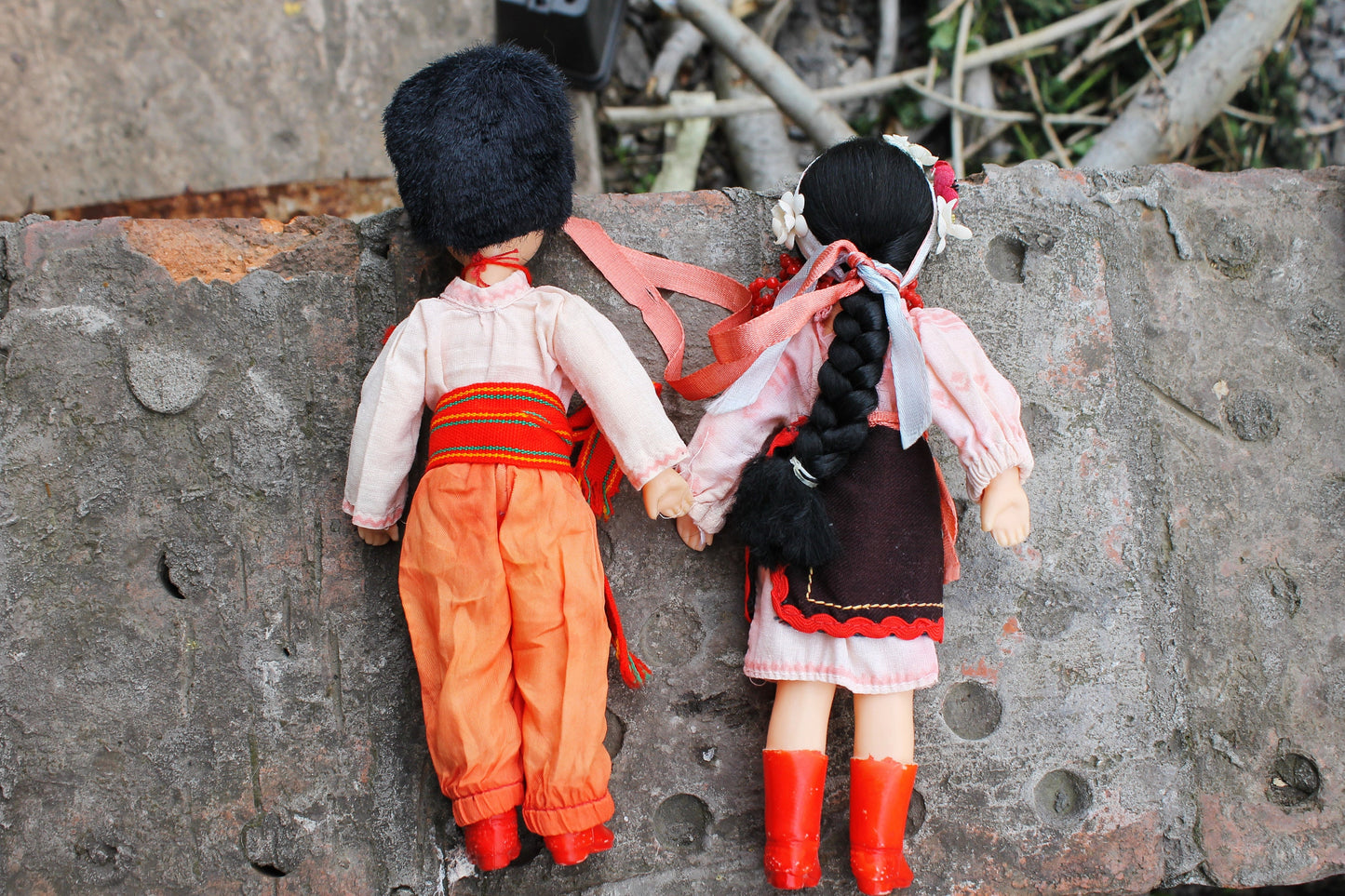 Ukrainians dolls in national costumes - set of two boy and girl dolls - vintage dolls - Ukrainian USSR doll - Collectible doll - 1970