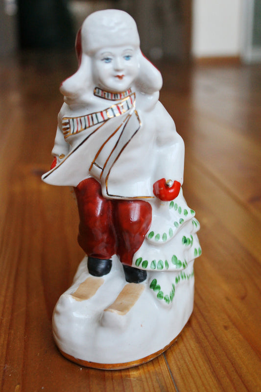 Vintage porcelain - Little skier  - Ukrainian vintage - Ukrainain porcelain - Home decor - hand painted - made in USSR Ukraine