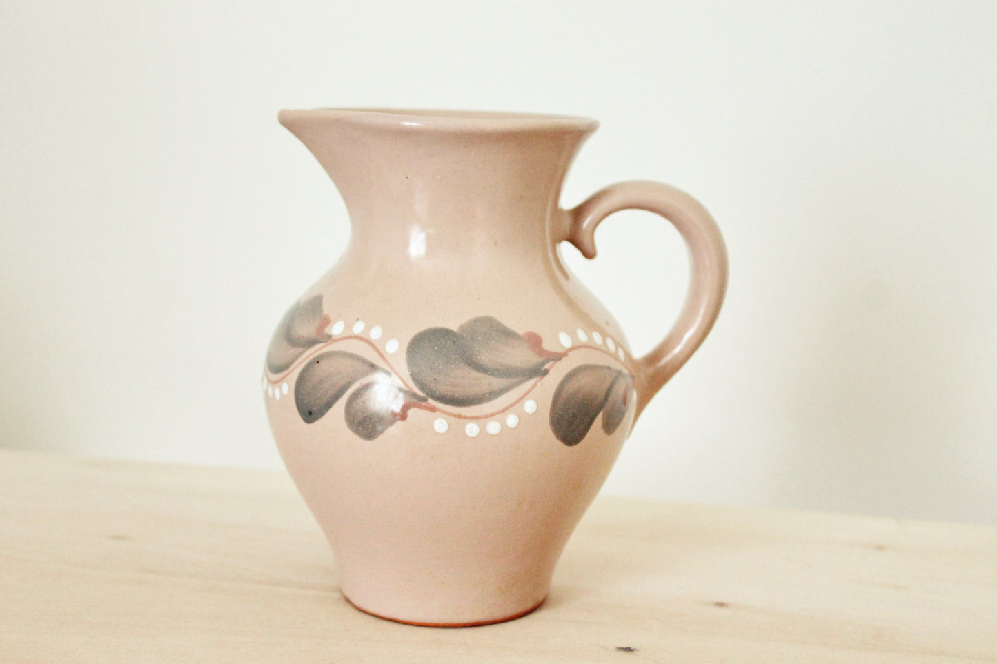 Clay jug - Vintage beige Ceramic Pottery Clay Pot - 7 inches- Old Brown Pots Ukrainian traditional jug - handmade pottery jug - 1960s