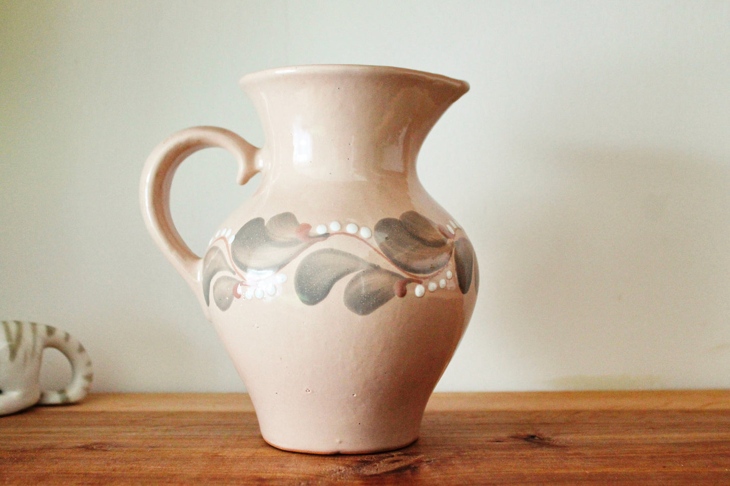 Clay jug - Vintage beige Ceramic Pottery Clay Pot - 7 inches- Old Brown Pots Ukrainian traditional jug - handmade pottery jug - 1960s