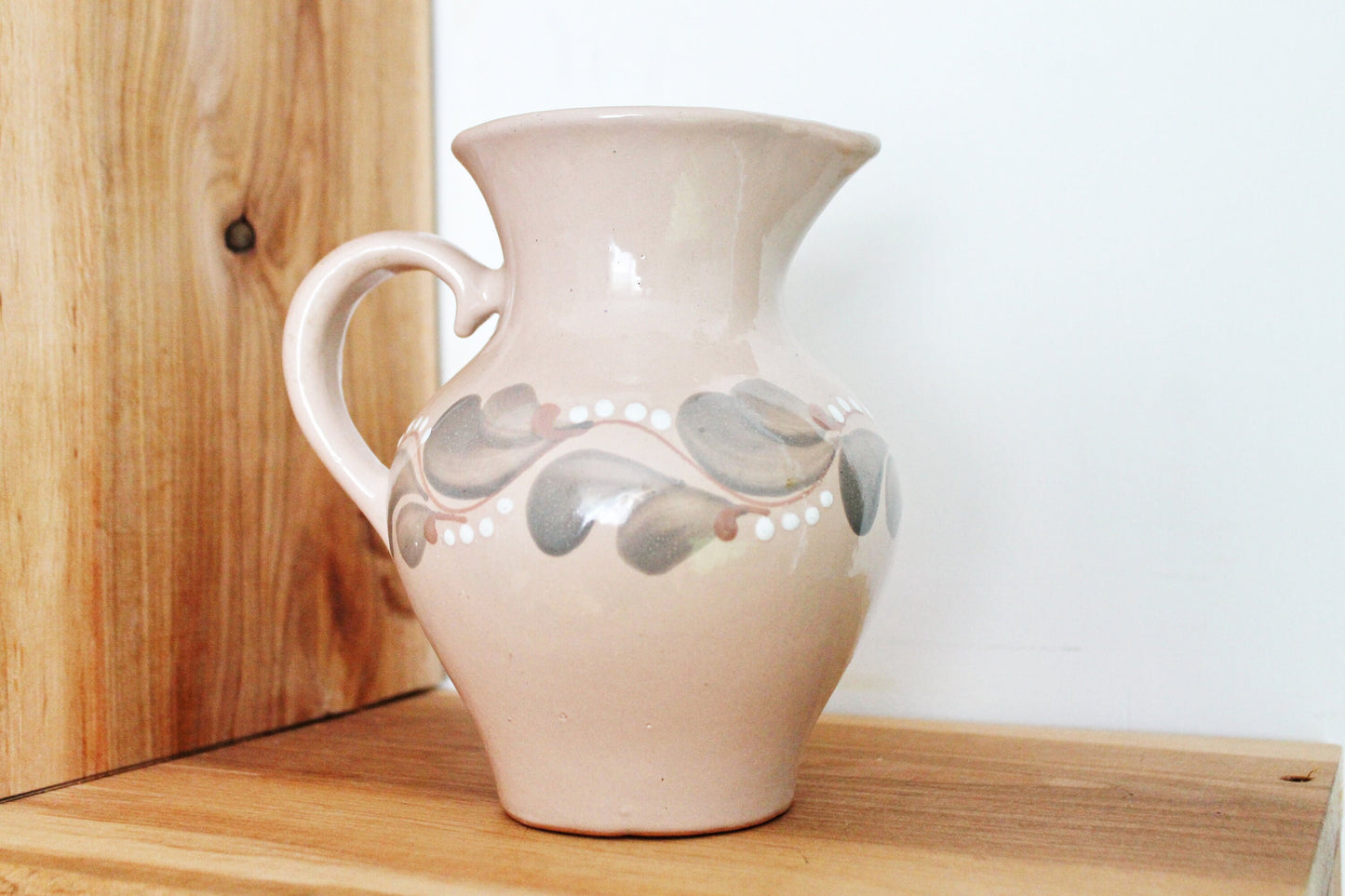 Clay jug - Vintage beige Ceramic Pottery Clay Pot - 7 inches- Old Brown Pots Ukrainian traditional jug - handmade pottery jug - 1960s