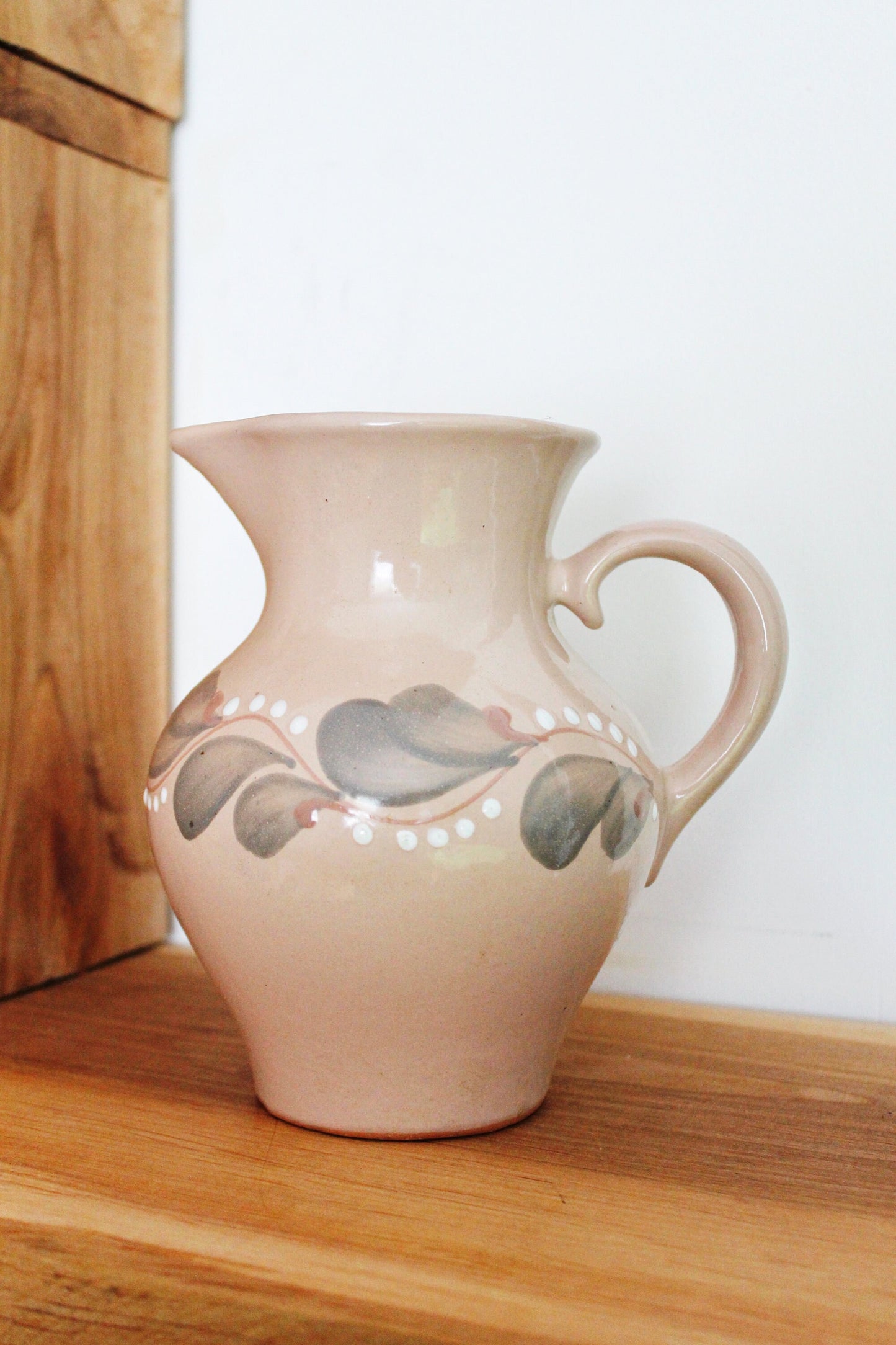 Clay jug - Vintage beige Ceramic Pottery Clay Pot - 7 inches- Old Brown Pots Ukrainian traditional jug - handmade pottery jug - 1960s