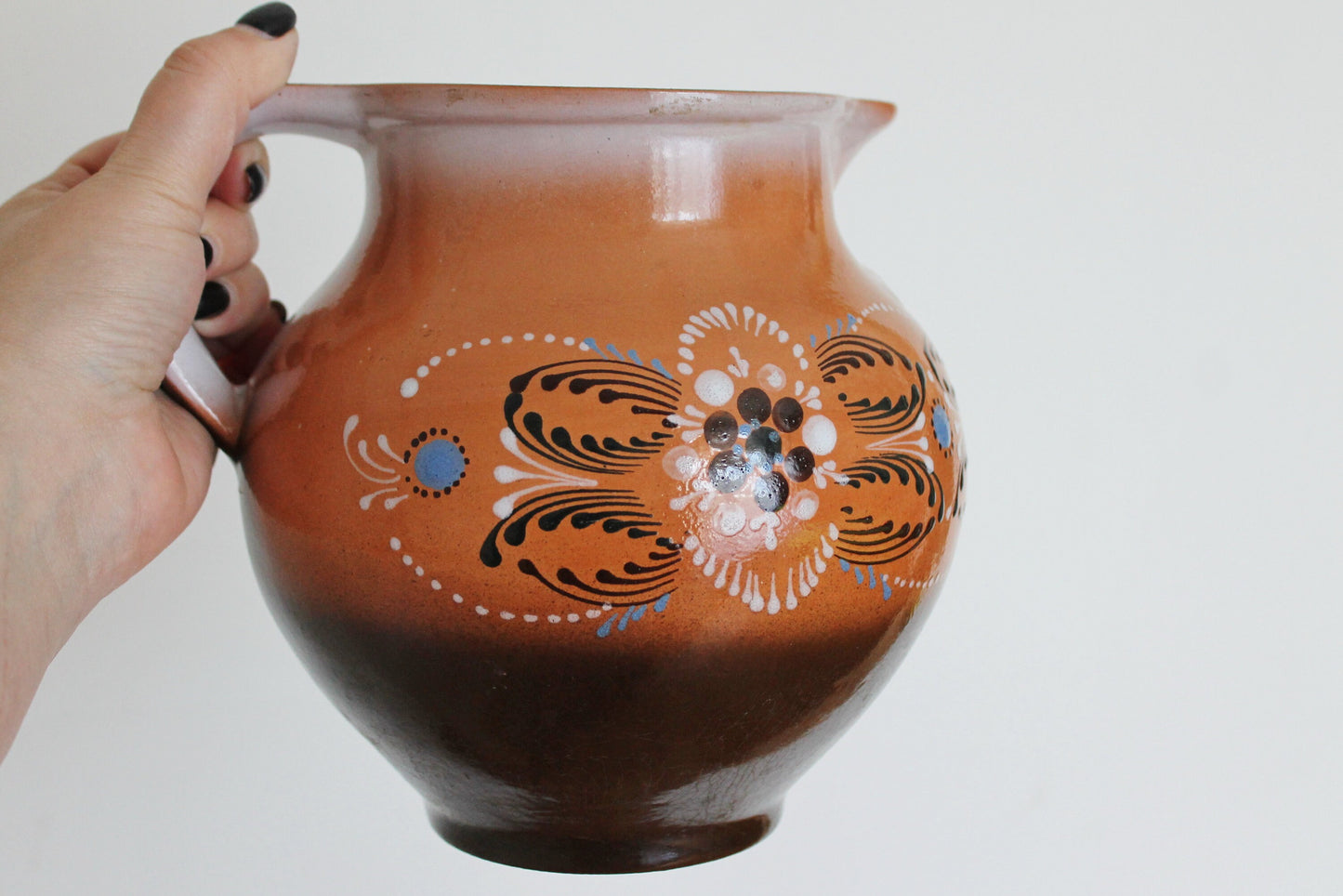 Ceramic Pottery Clay Pot - Vintage USSR clay pot - Old Brown Pots Ukrainian traditional jug - handmade pottery jug - 1960s