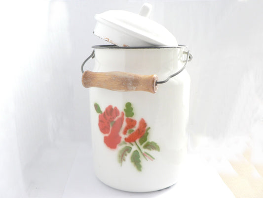 Vintage Enamel Can - USSR era 1970s Home Decor