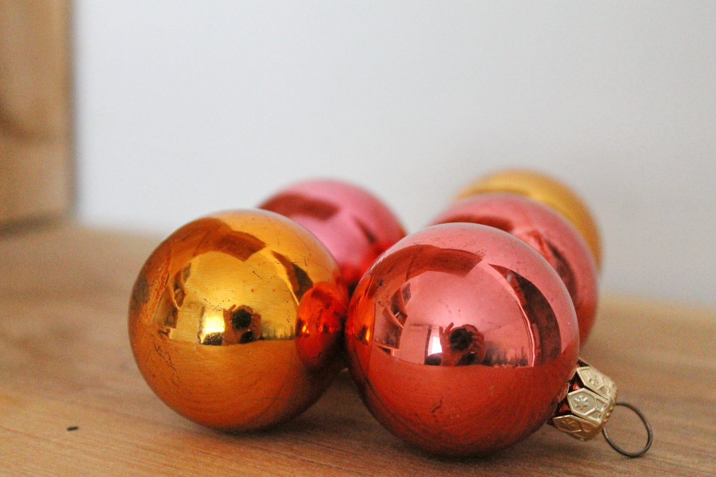 Christmas tree balls ornaments set of 5 (+ 1 gift) 1.6 inches - Soviet vintage - Christmas - New Year Glass Ornament, Made in USSR - 1980s