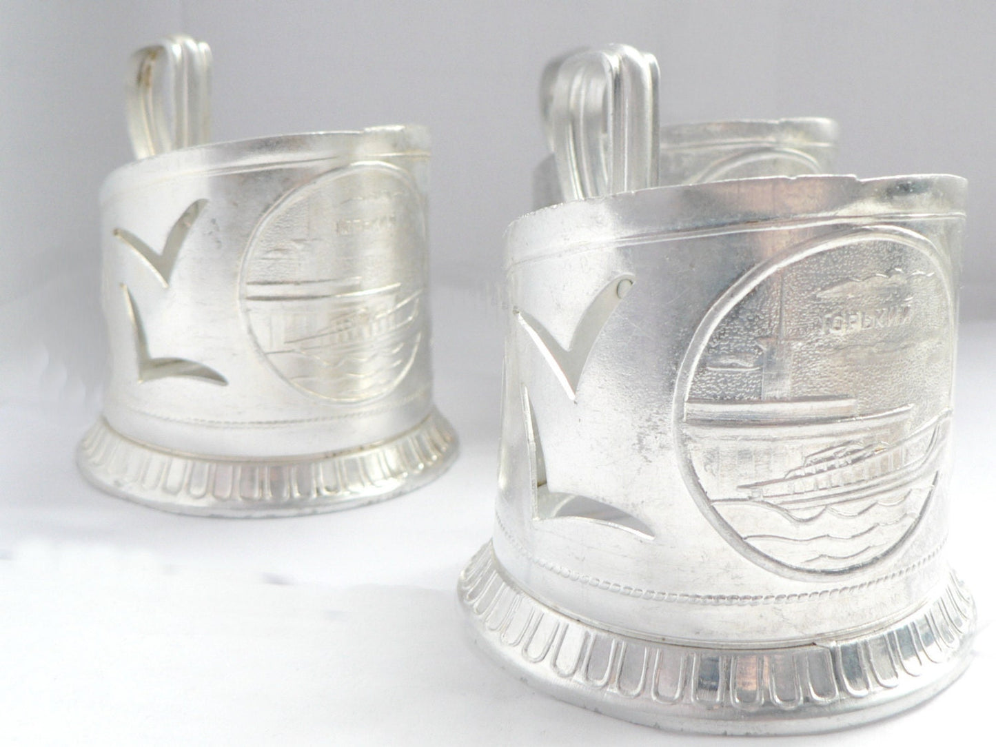 Set of 3 Vintage Tea Glass Holders - USSR vintage - Ukrainian vintage