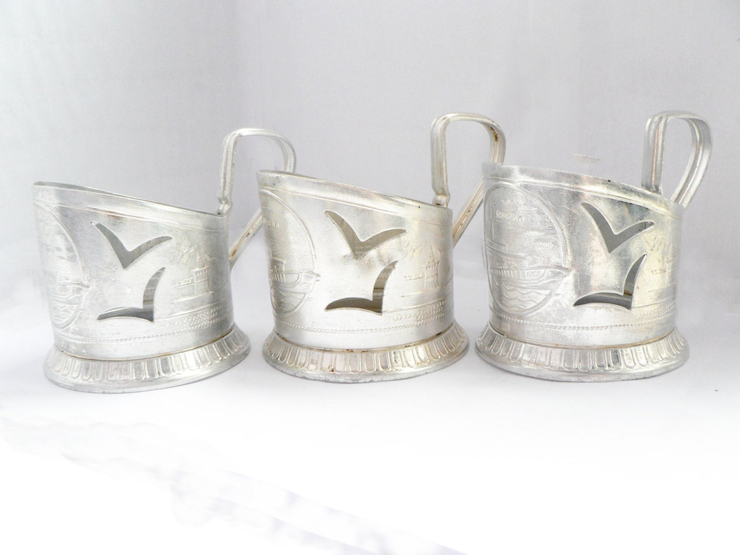 Set of 3 Vintage Tea Glass Holders - USSR vintage - Ukrainian vintage