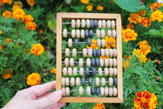 Small vintage abacus 7 inches, Soviet wooden abacus, children's abacus, Soviet calculator, Collectible abacus - 1970s