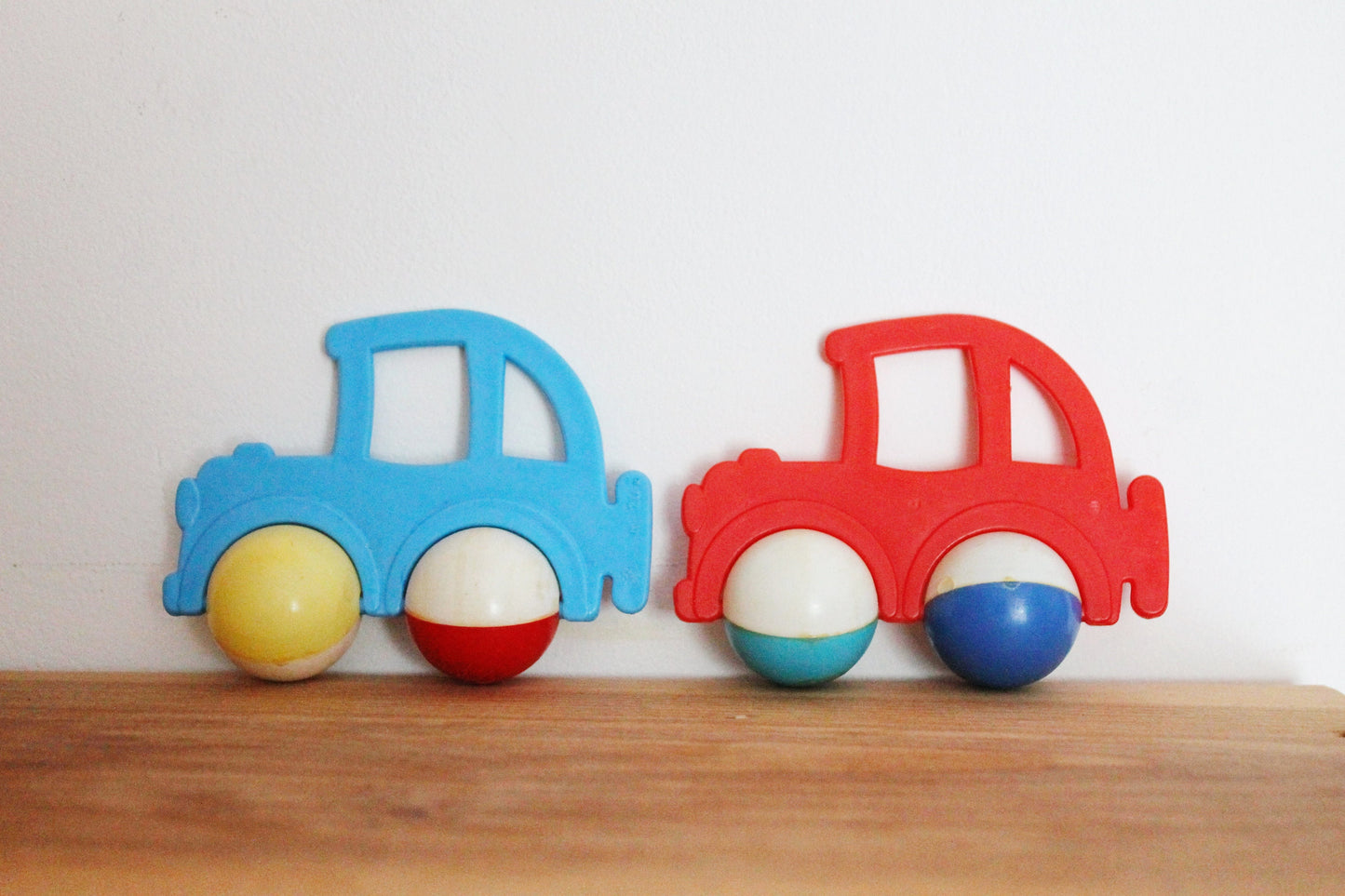 Soviet vintage baby car-rattle red or blue 3.9 inches  - soviet toy - vintage toy - vintage rattle - Soviet Union toy -  USSR rattle - 1970s