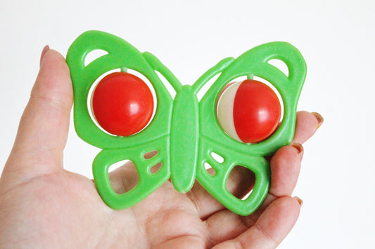 Soviet vintage baby rattle - Butterfly - 4.4 inches - soviet toy - vintage toy - vintage rattle - Soviet Union toy -  USSR rattle - 1970s