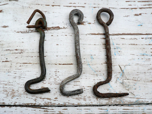 Set of 3 Vintage iron hooks