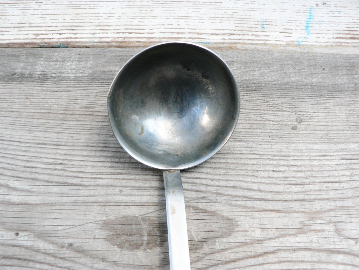 Vintage Ace Ladle Stainless Kitchen Utensil - Short Black Handle. Made in USSR. 1970s