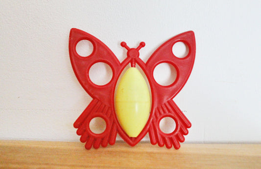 Soviet vintage baby rattle - Butterfly - 3.8 inches - soviet toy - vintage toy - vintage rattle - Soviet Union toy -  USSR rattle - 1970s