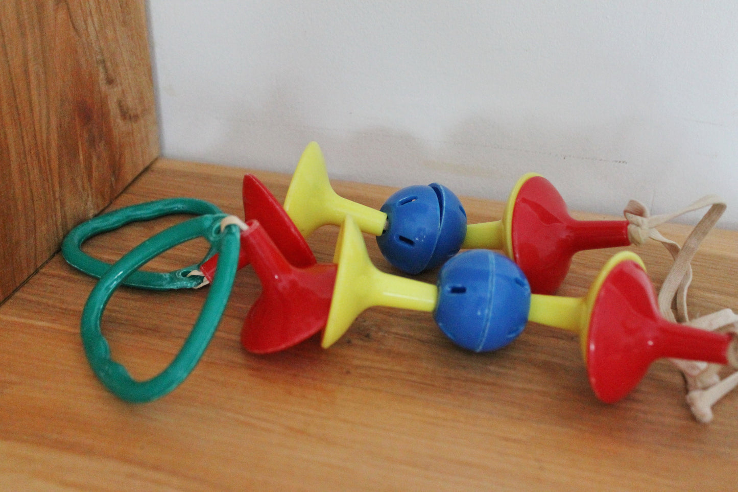 Soviet vintage baby rattle for baby carriage - 11 inches each - Set of two - vintage toy - vintage rattle - USSR rattle - 1970s