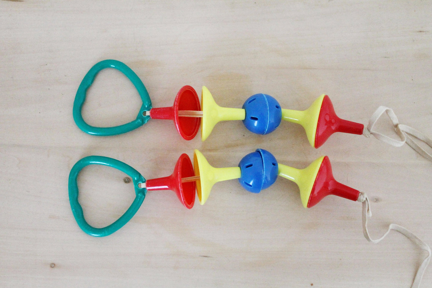 Soviet vintage baby rattle for baby carriage - 11 inches each - Set of two - vintage toy - vintage rattle - USSR rattle - 1970s