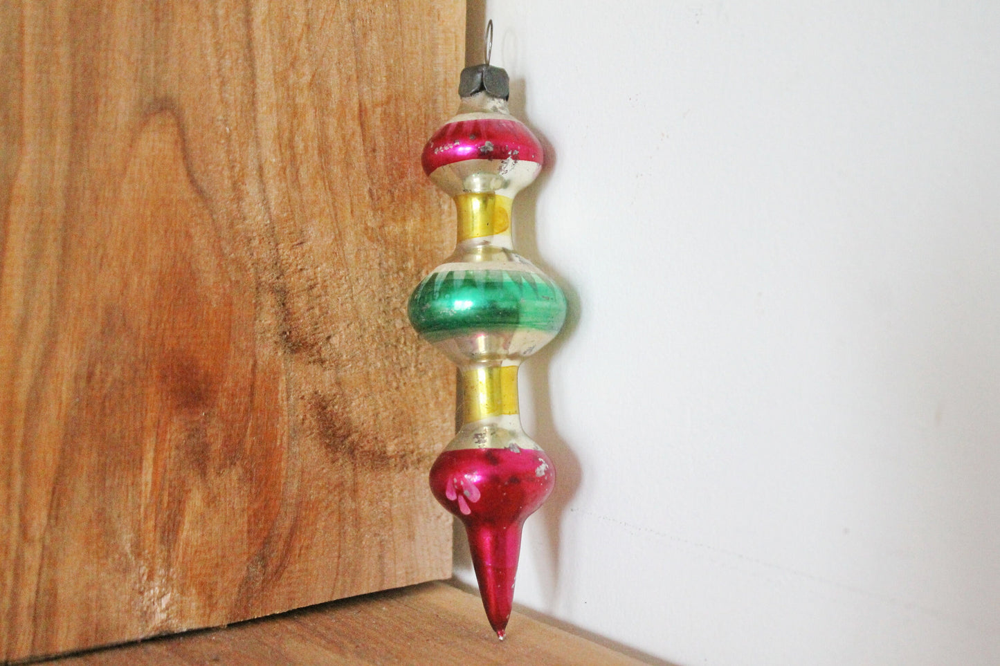 Christmas tree toy Icicle - 4.6 inch - Icicle decoration - USSR New Year - New Year Glass Ornament, Made in USSR - 1970s