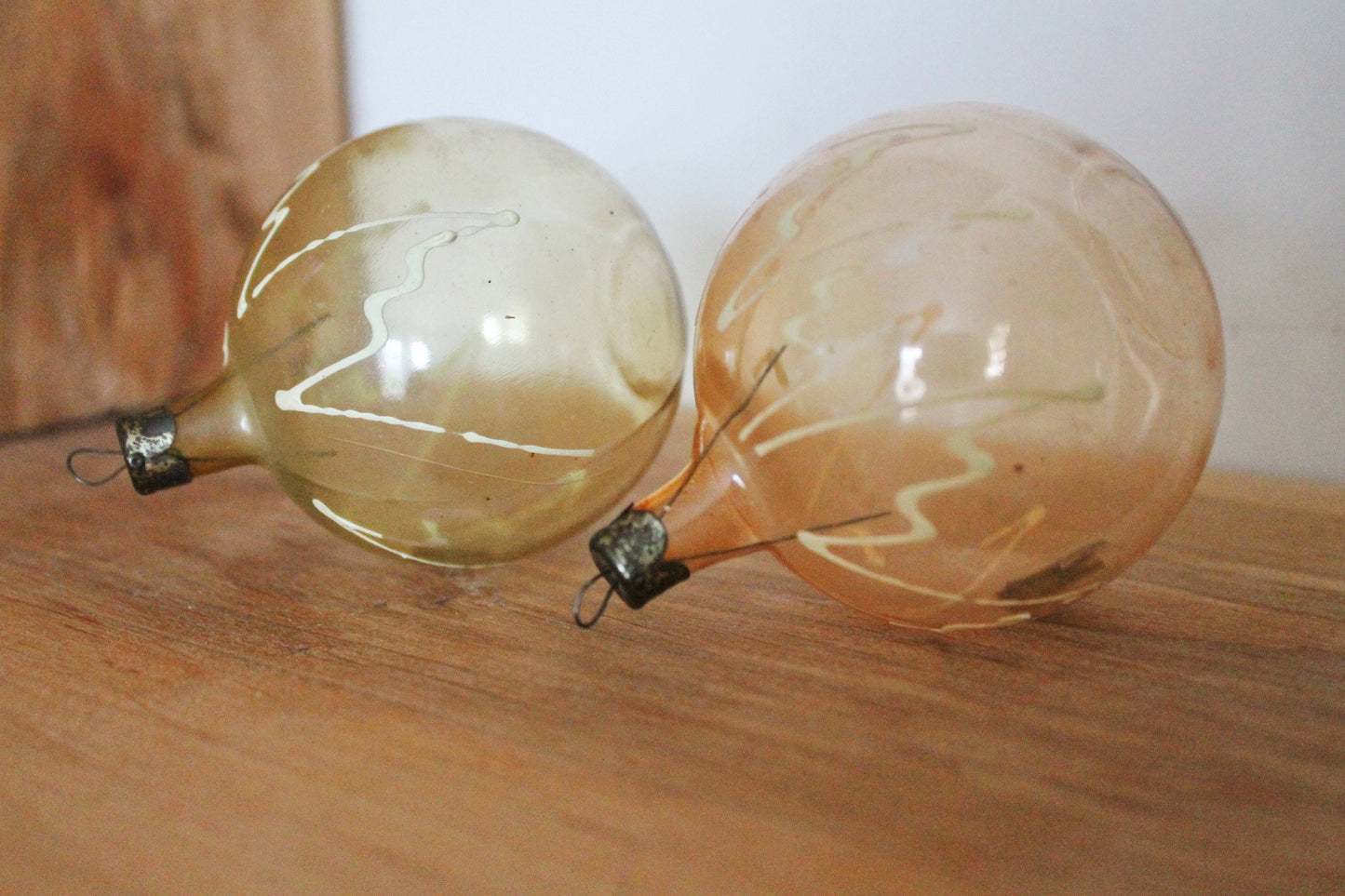 Christmas tree balls ornament 2.5 inches - Set of two - Soviet vintage - Christmas - New Year Glass Ornament, Made in USSR - 1970s