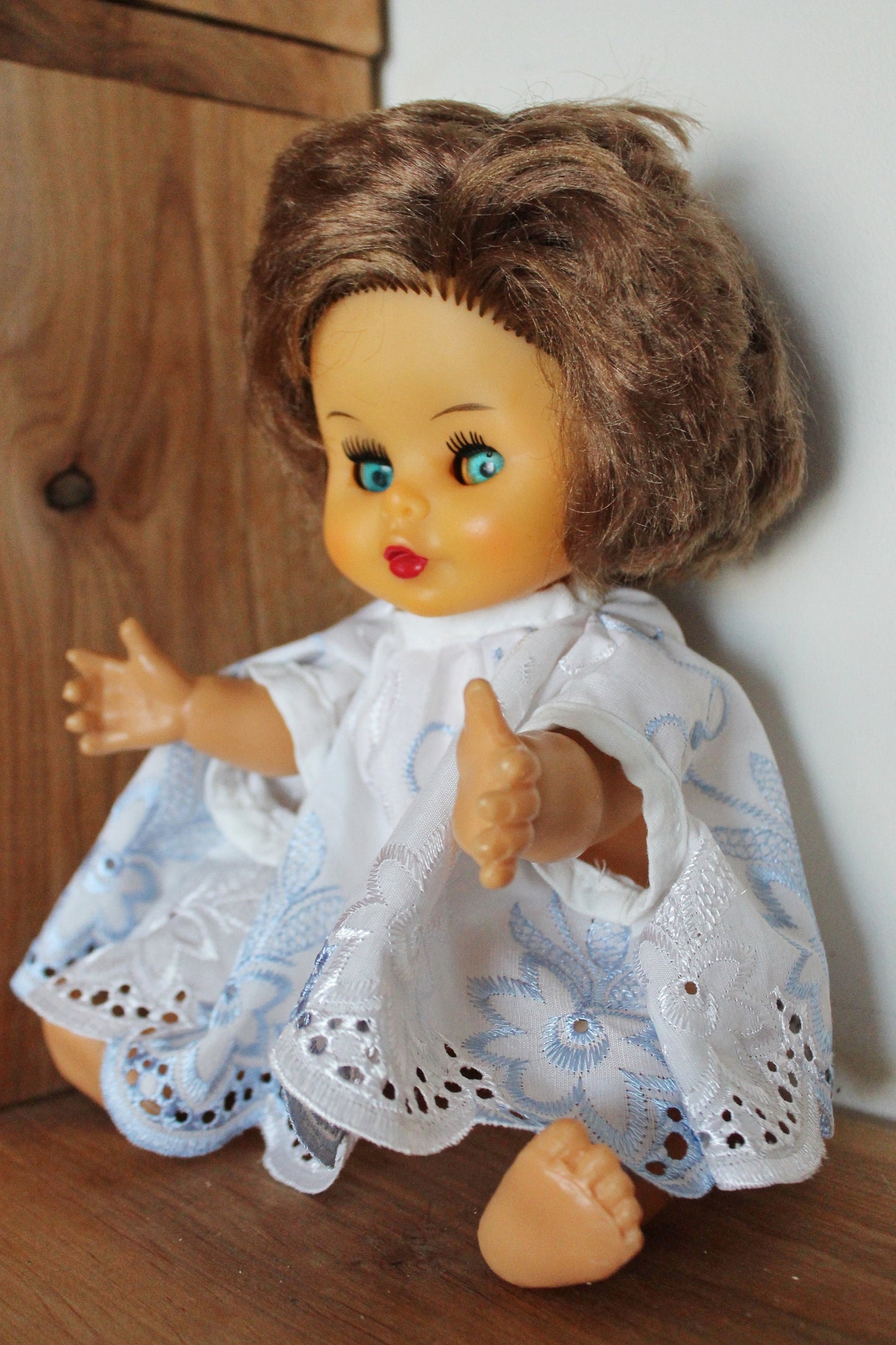 Soviet vintage doll in white dress 12.2 inches - USSR doll - Collectible doll - 1970s