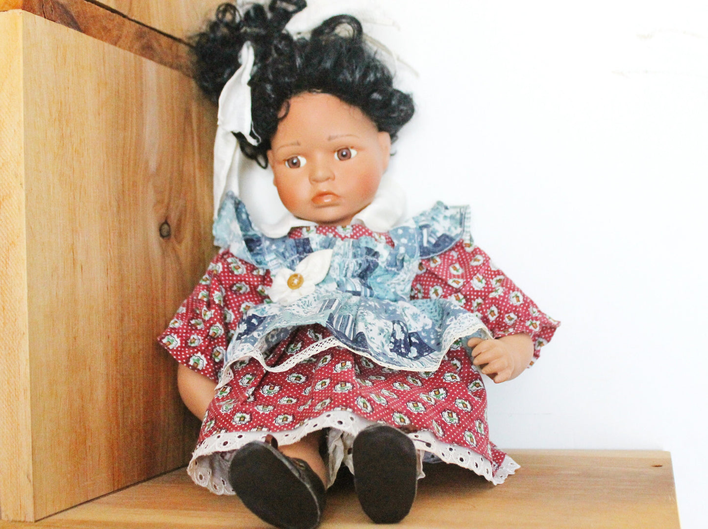 Vintage porcelain Germany doll - 17 inches - Collectible doll - 1970-1980s