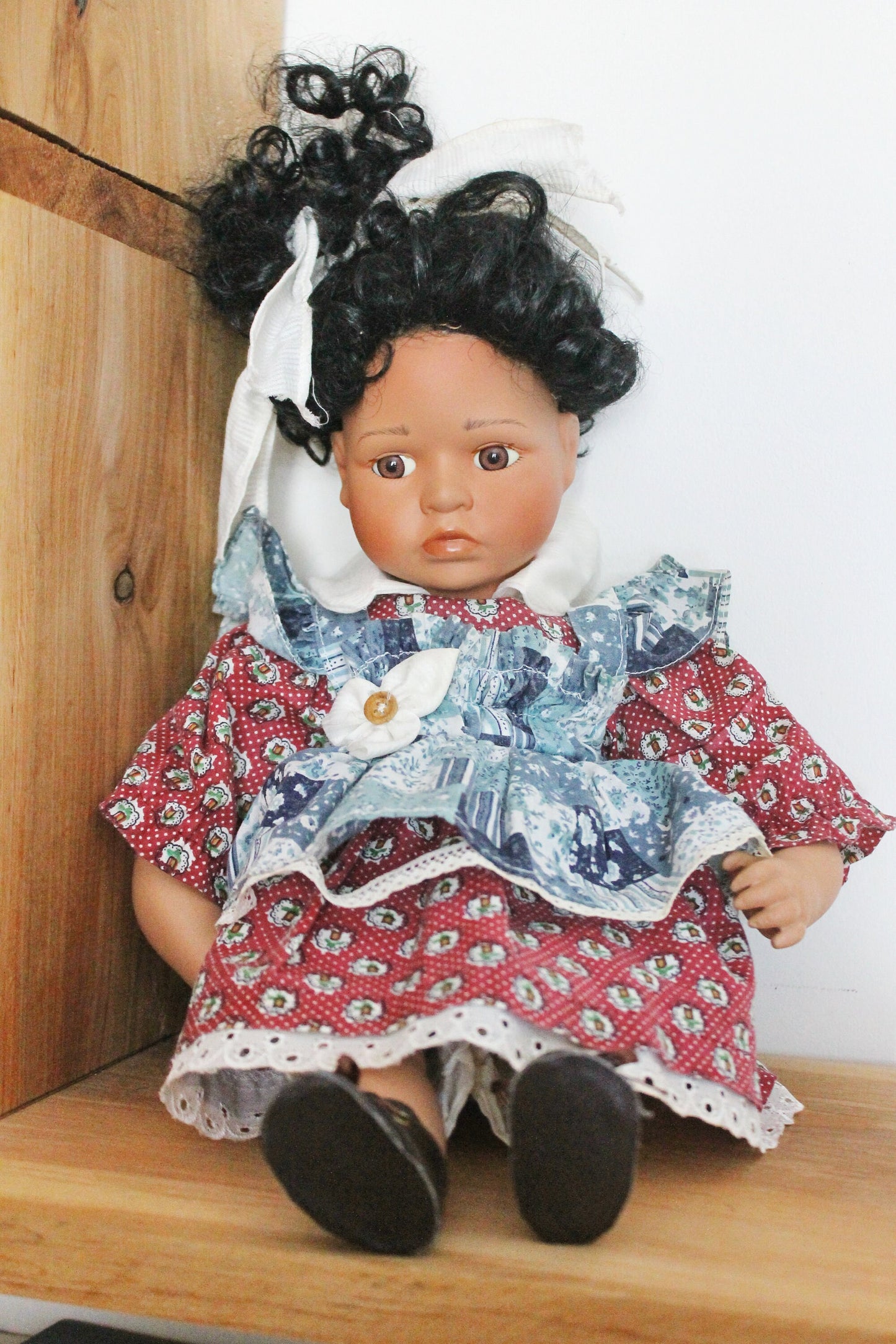 Vintage porcelain Germany doll - 17 inches - Collectible doll - 1970-1980s