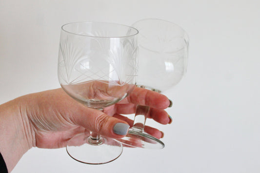 Set of two vintage wineglasses - USSR beautiful vintage wineglasses - home decor glass - 1960s