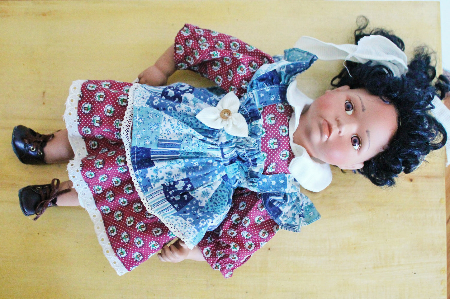 Vintage porcelain Germany doll - 17 inches - Collectible doll - 1970-1980s