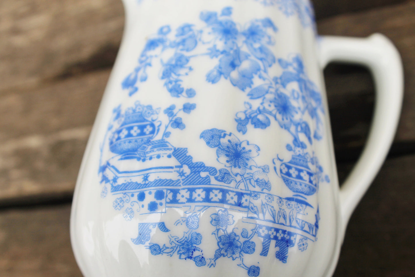 Porcelain Germany Сreamer 4.4 inch with blue ornament  - Vintage creamer - Made in Germany - 1980s