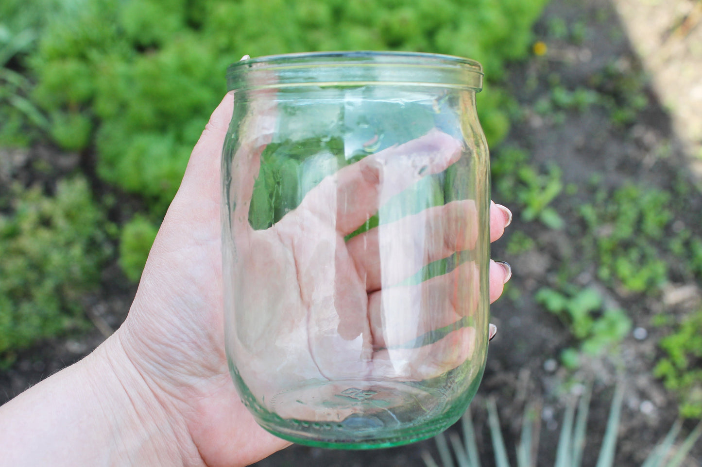 Old glass jar 0.1 gallon - Antique clear bottle - soviet Storage jar Rustic vase - made in Ukraine